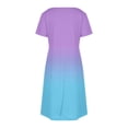 thumbnail image 3 of Daiosportswear Summer Two-Color Gradient Dresses for Women Loose V Neck Short Sleeve Casual T Shirt Dress Sundresses Swimsuit Coverup with Pockets,Women'S Short-Sleeved Dress Light Blue-E XL(XL), 3 of 7