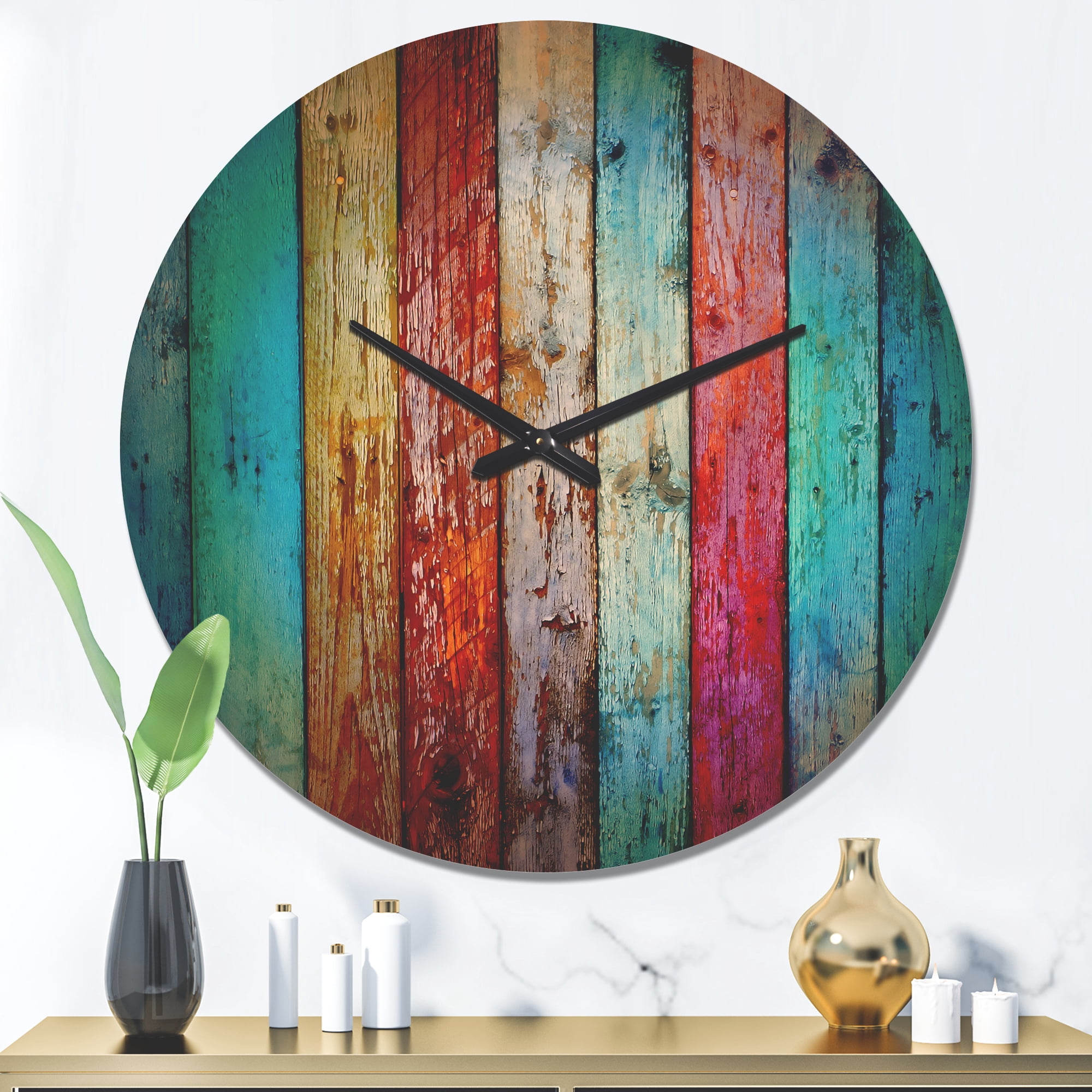 Designart 'Traditional Wooden Pattern ' Farmhouse Wood Wall Clock