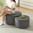 thumbnail image 3 of Eyisean 50" Modern Nesting Coffee Table Set of 2, Upholstered Round Center Tables with Ottoman, Side Table with Corduroy & Foam Fabric for Living Room, Apartment, No Assembly Required, 3 of 11