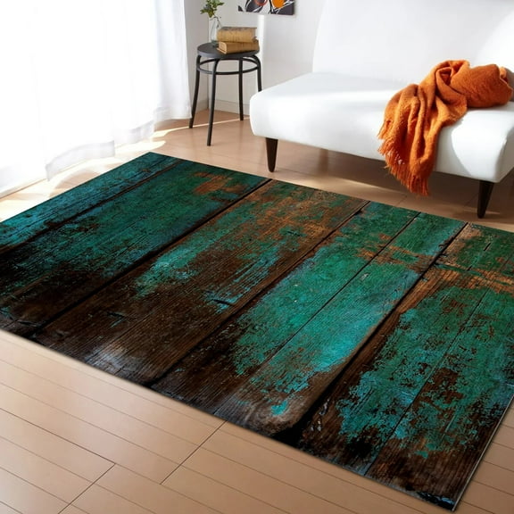 Coral velvet Vintage Tattered Wood Grain Texture Living Room Floor Mat Children's Room Bedroom Bedside Carpet Kitchen Door Mat