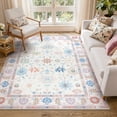 thumbnail image 3 of Lahome Decor 5'x7'Modern Oushak Washable Rugs,5x7ft Boho Area Rug for Living Room,Stain Resistant Soft Bedroom Rug, Ultra-Thin Cream Colorful Vintage Floral Rugs for Farmhouse Dining Room,Pink, 3 of 11
