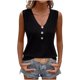 thumbnail image 2 of mfyjkho Tops Para Salir, Blusa Sin Mangas Con Botones Delanteros Y Escote En V De Color Liso Para Mujer, Moda Primavera/Verano Tops Para Hacer Ejercicio L, 2 of 5