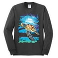thumbnail image 2 of Swimming Sea Turtle Animal Lover Mens Long Sleeve Shirt, Charcoal, 2XL, 2 of 3