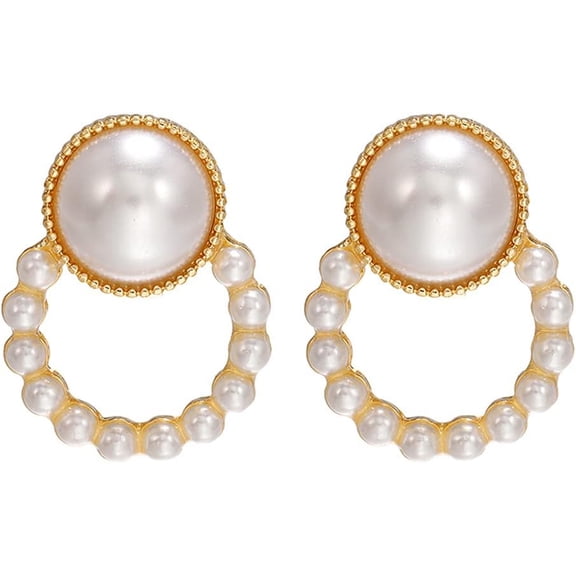 Simulated Pearl Clip On Earrings Not Pierced Earrings Elegant Ear Clip for Women Party Daily Jewelry Accessory (Clip-ons Style 9)