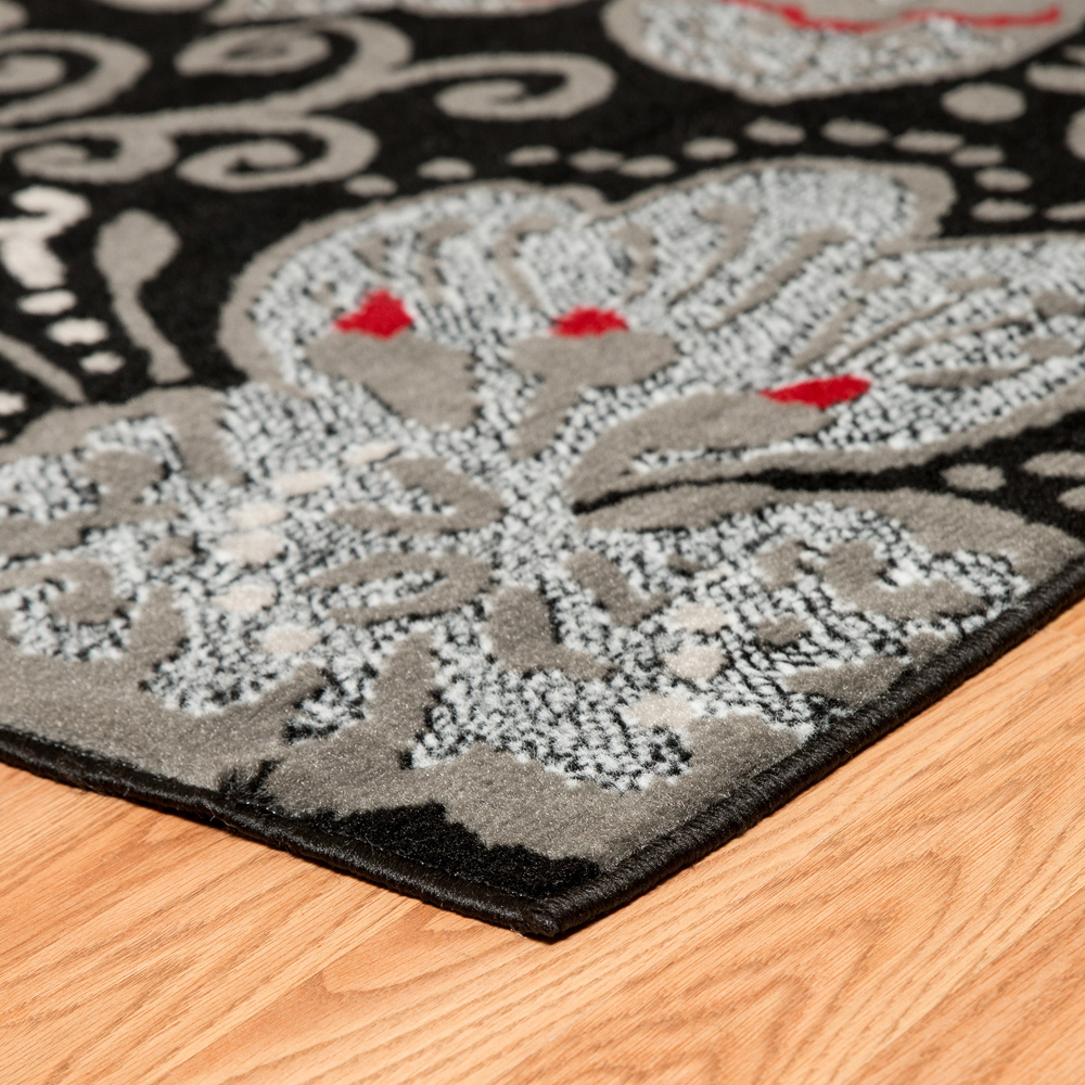 Designer Home Soft Transitional Indoor Modern Area Rug Floral Petals - Actual Size: 2' 3" x 7' 2" Rectangle (Black) - image 5 of 5