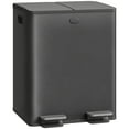 thumbnail image 1 of HOMCOM Dual Trash Can, 2 x 20 Liter Garbage Can with Soft Close Lid, Black, 1 of 10