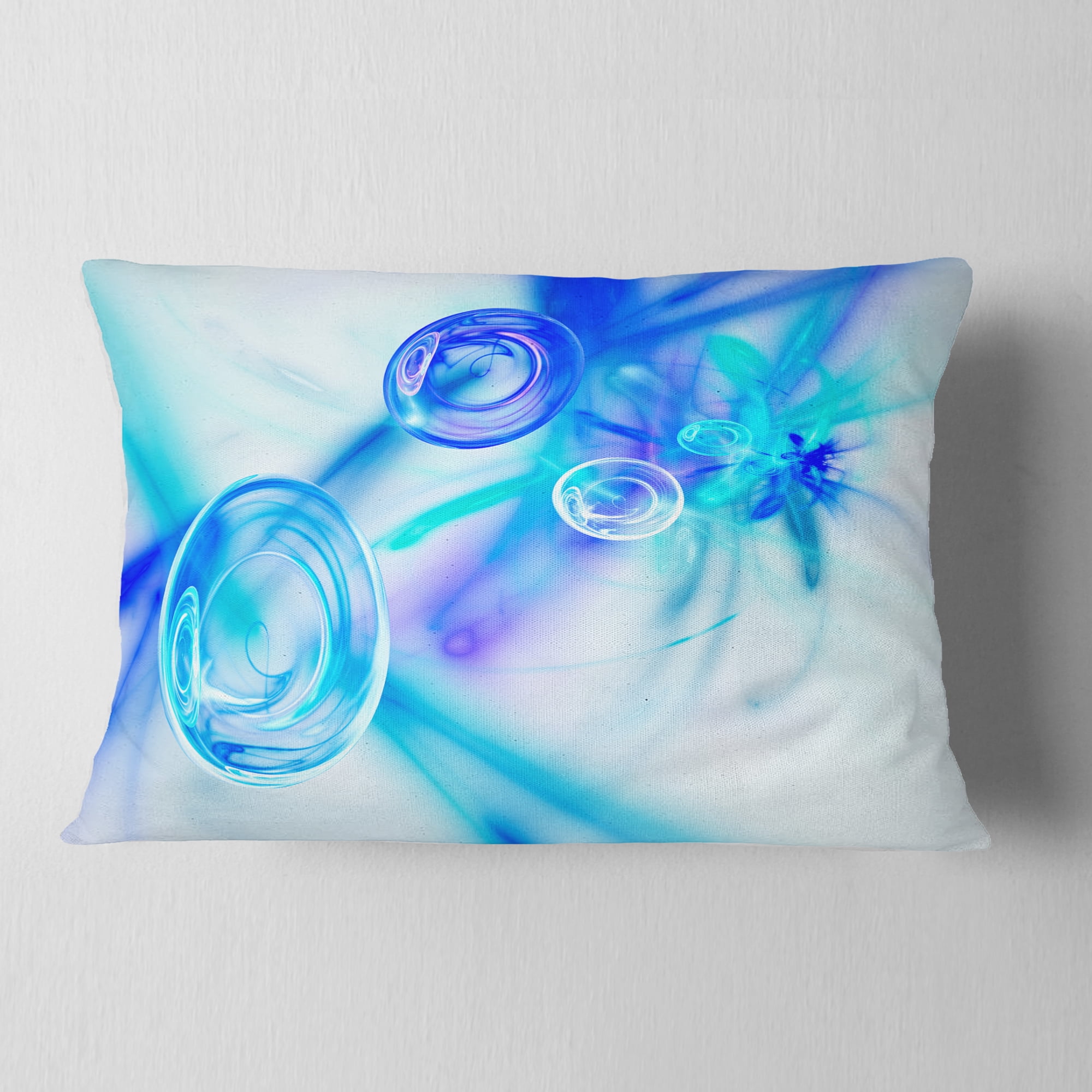 Designart Light Blue Fractal Desktop - Abstract Throw Pillow - 12x20