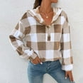 thumbnail image 2 of ZICTH Hoodies for Women Trendy Gingham Half Button Drop Shoulder Hoodie Casual Plaid Shacket Button Down Long Sleeve Sweatshirts Women, 2 of 6
