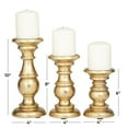 thumbnail image 4 of DecMode 3 Candle Gold Mango Wood Turned Style Pillar Candle Holder, Set of 3, 4 of 13