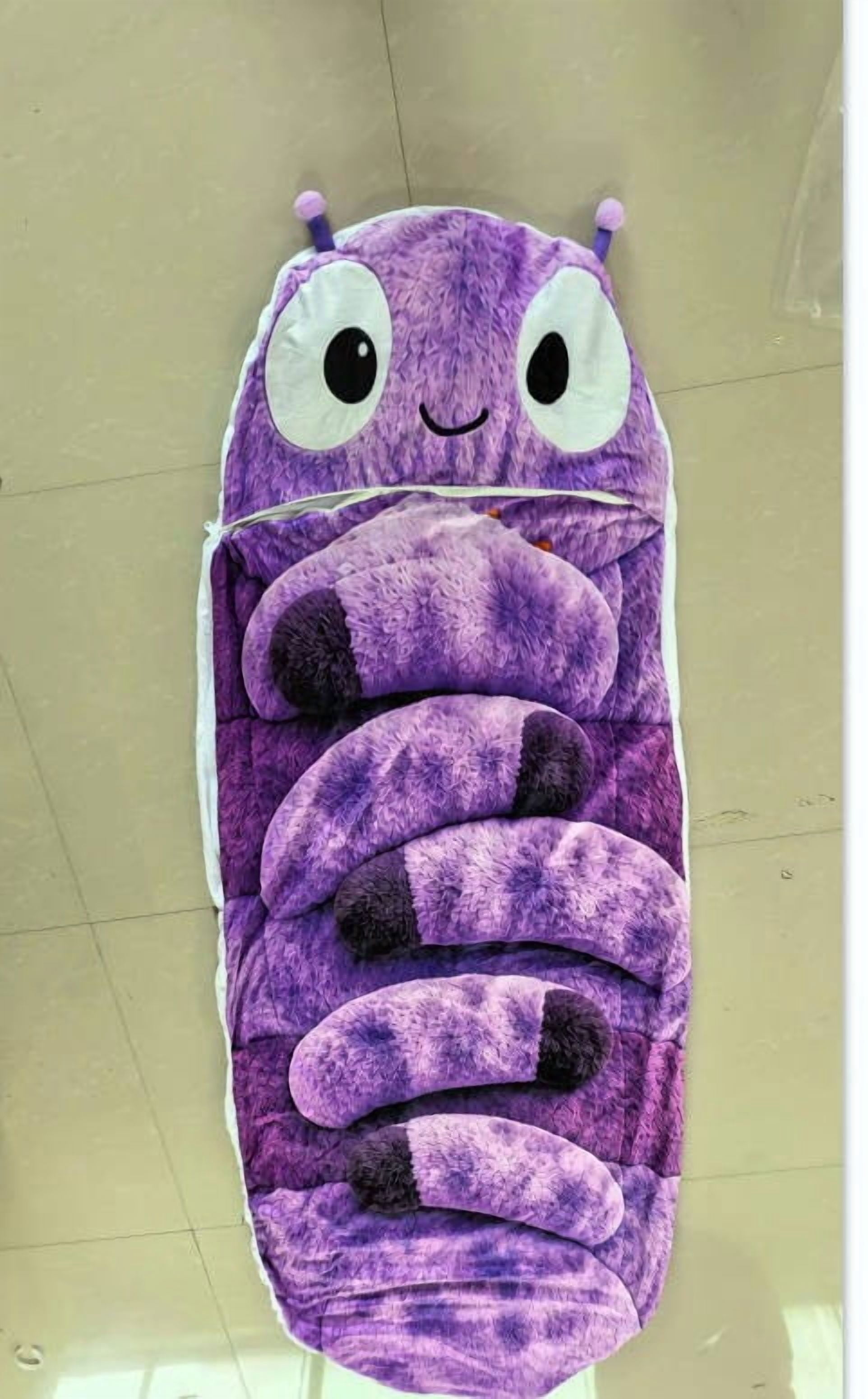 Hugging Caterpillar Sleeping Bags, 75 Inch Plush Cocoon Sleeping Bag with Adjustable Pull Cord for Adults, Indoor Nap Pod, Cozy Reading Nest with Full-Body Hug Feel(Purple)