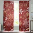thumbnail image 3 of Christmas Red Semi Sheer Curtains 96 Inch Length 2 Panels Set, Xmas Winter Snowflakes New Year Holiday Sheer Kitchen Curtain Privacy Voile Window Curtain for Living Room Bedroom Rod Pocket Drapes, 3 of 7