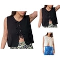 thumbnail image 1 of Cardigans pour Femmes Mode Y2K Sans Manches à Nouer devant Gilet en Tricot Été Cardigans pour Femmes, 1 of 6