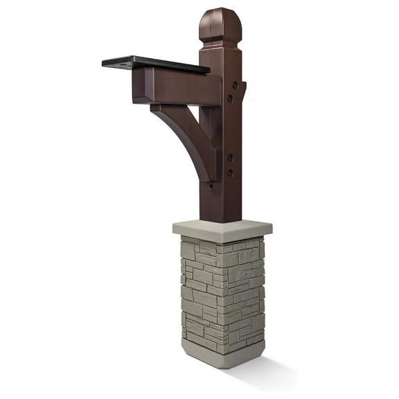 Premium Mailbox Post Set Cross-Arm Classic Coffee