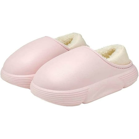 

DabuLiu Men Women Plush Slipper Warterproof Anti-skid Slippers with Comfy Fleece Lined Winter Warm Thick Memory Foam House Shoes