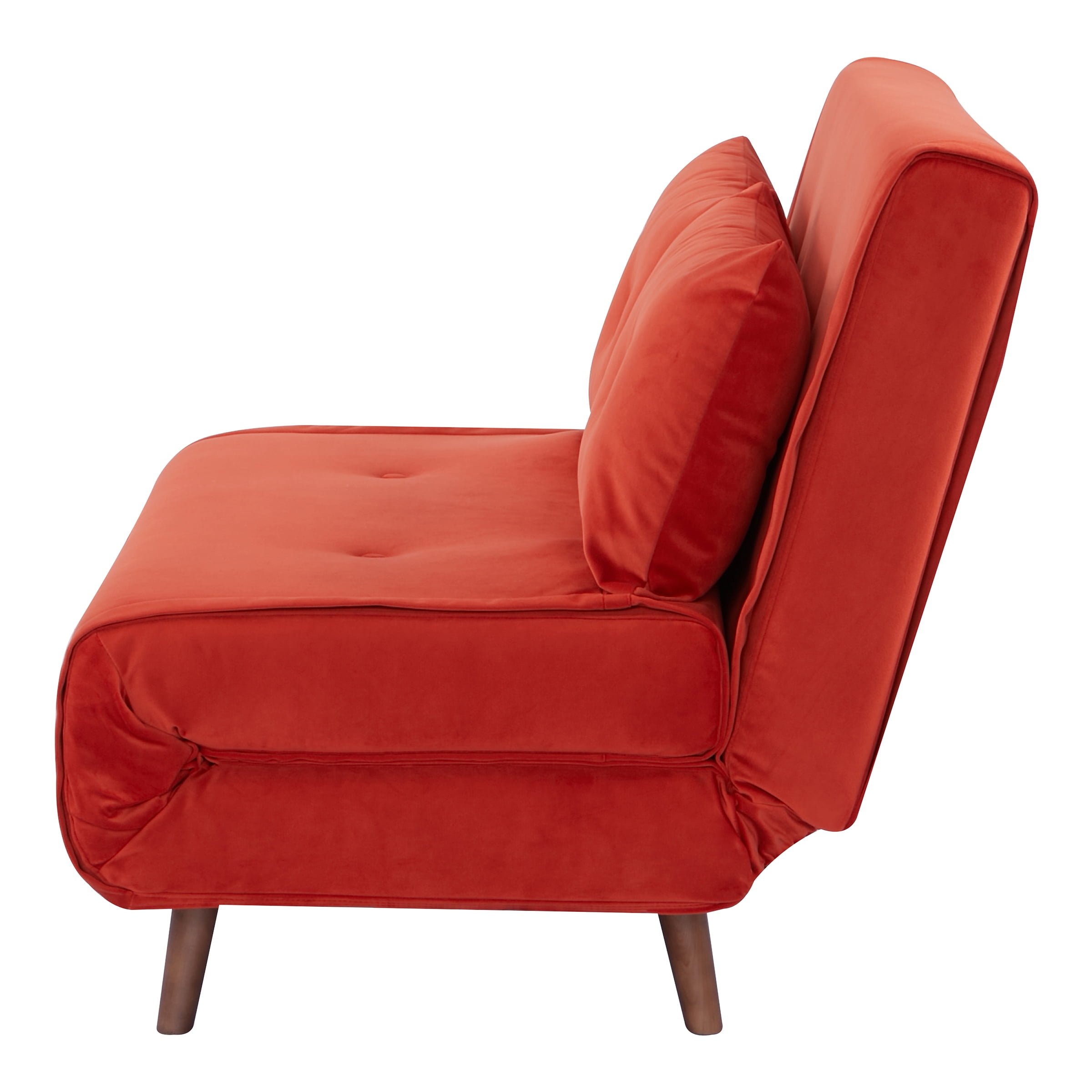 A&D Home Haru 48" Convertible Futon Chair, Velvet Red Orange