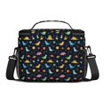thumbnail image 3 of Dinosaur and Planet Black Pattern Insulated Lunch Box for Women Men, Medium Leakproof Cooler Bag with Adjustable Strap, 10"x6.7"x8", 3 of 6