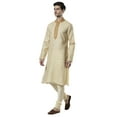 thumbnail image 5 of Ethnix Men's Indian Band Collar Fine Embroidered Placket Kurta Tunic Pajama Set; Beige; LG, 5 of 6