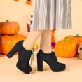 thumbnail image 2 of Botines Con Tacón Grueso Y Plataforma Redonda Para Mujer Negro 36, 2 of 8