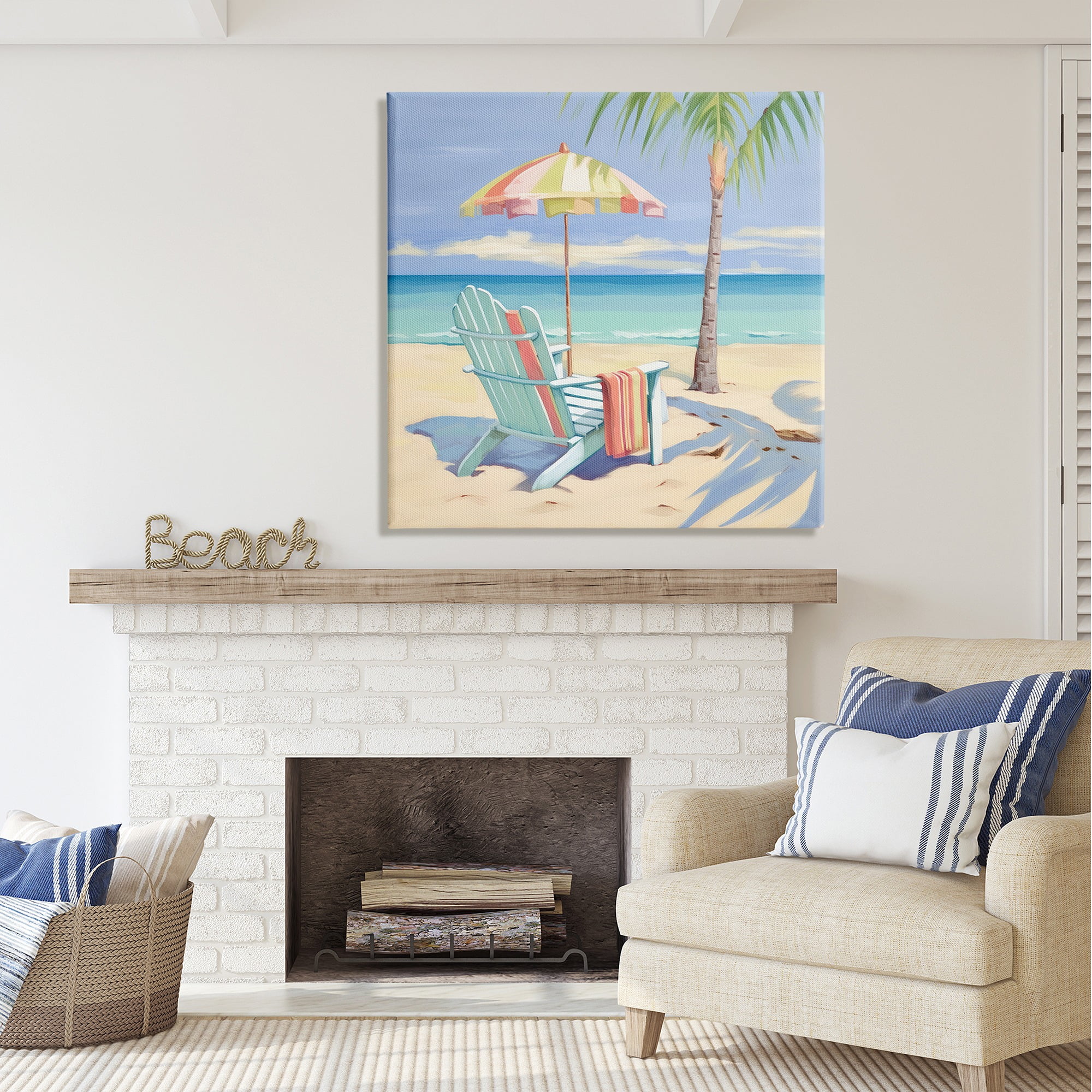 Stupell Industries Pastel Relaxing Beach Landscape Painting Gallery Wrapped Canvas Art Print Wall Art, 36 x 36