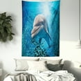 thumbnail image 3 of Sea Animals Decor Tapestry, A Bottlenose Dolphin in Ocean Fish Sunlight in Marine Natural Underwater, Wall Hanging for Bedroom Living Room Dorm Decor, 60W X 80L Inches, Blue Grey, by Ambesonne, 3 of 5