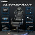 thumbnail image 4 of Soontrans Black Gaming Chair with Footrest, High Back Computer Chair with Massage Lumbar Pillow & Headrest, Ergonomic Leather Game Gamer Chairs, Black, 4 of 10