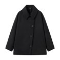 thumbnail image 5 of Abrigo informal de lana con solapa para mujer, Chaqueta corta de gran tamaño con bolsillos, ropa de calle, otoño, 2024, 5 of 5