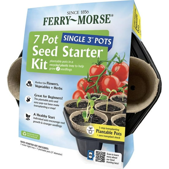 Kit de siembra de semillas Ferry-Morse, 7 celdas, 9 cm de alto x 8,4 cm de ancho x 8,4 cm de largo