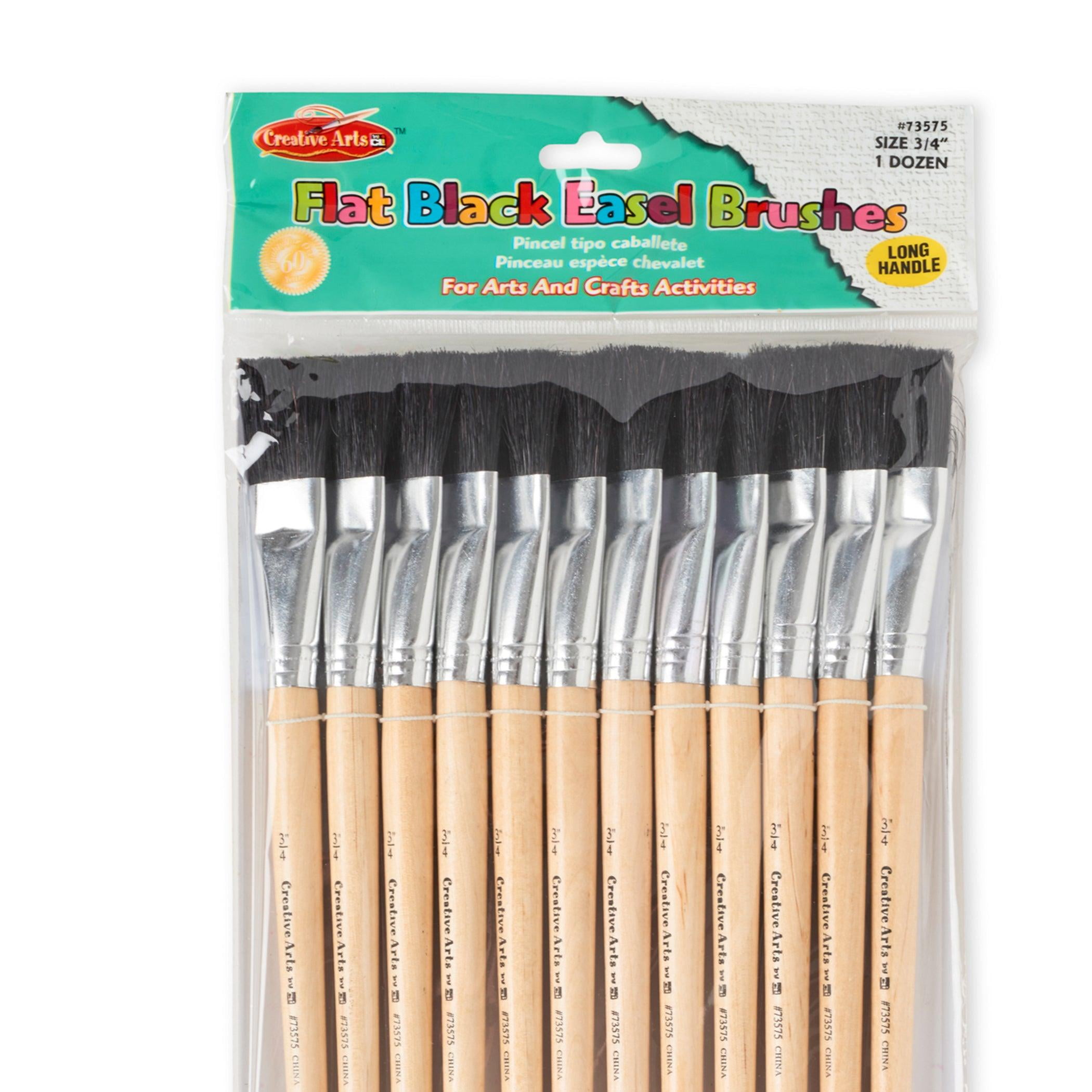 CLI Charles Leonard Long Handle Easel Brush Size 18 Natural Bristle Flat 12 Per Pack 2 Packs
