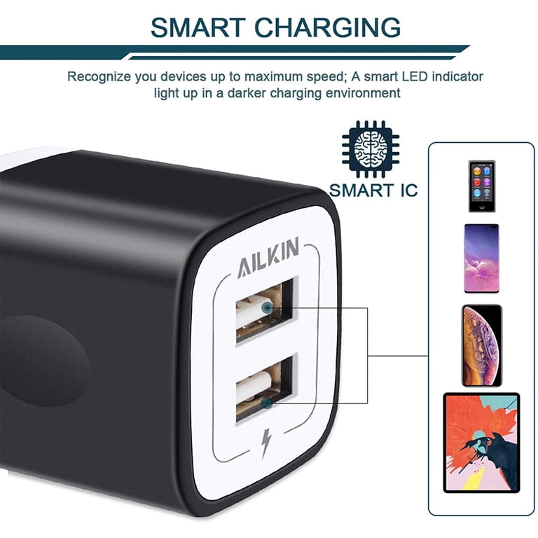 Ailkin 2.1A Dual Port USB Wall Charger Block photo 3