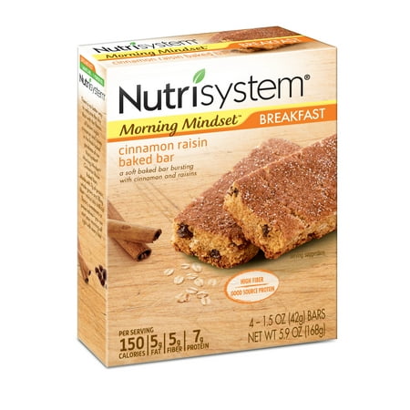 Nutrisystem Morning Mindset Cinnamon Raisin Breakfast Bars, 1.5 Oz, 4 Count