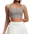 thumbnail image 2 of qafoshin Solid Color Sport Bras for Women Breathable Stretch Comfy Wirefree Workout Bras High Support Pad Mesh Racerback Bras, 2 of 7