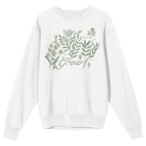 Vintage Botanical Grow Positive Men's White Crew Neck Sweatshirt-XL