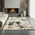 thumbnail image 2 of Ottomanson Soft Shag Area Rug 5x7 Abstract Modern Rug for Bedroom, 5'3" x 7', Ivory/Charcoal, 2 of 13