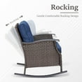 thumbnail image 3 of PPorfamilia 3PCS Outdoor Rocking Chairs Table Set, Patio Bistro Furniture Set with Navy Cushions, 3 of 8
