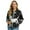 Black and White-Dachshund Floral, variant on Birds Floral Printed Sweatshirts for Women Long Sleeve Jackets V Neck Outerwear Jacket Fall Winter Clothes, L
