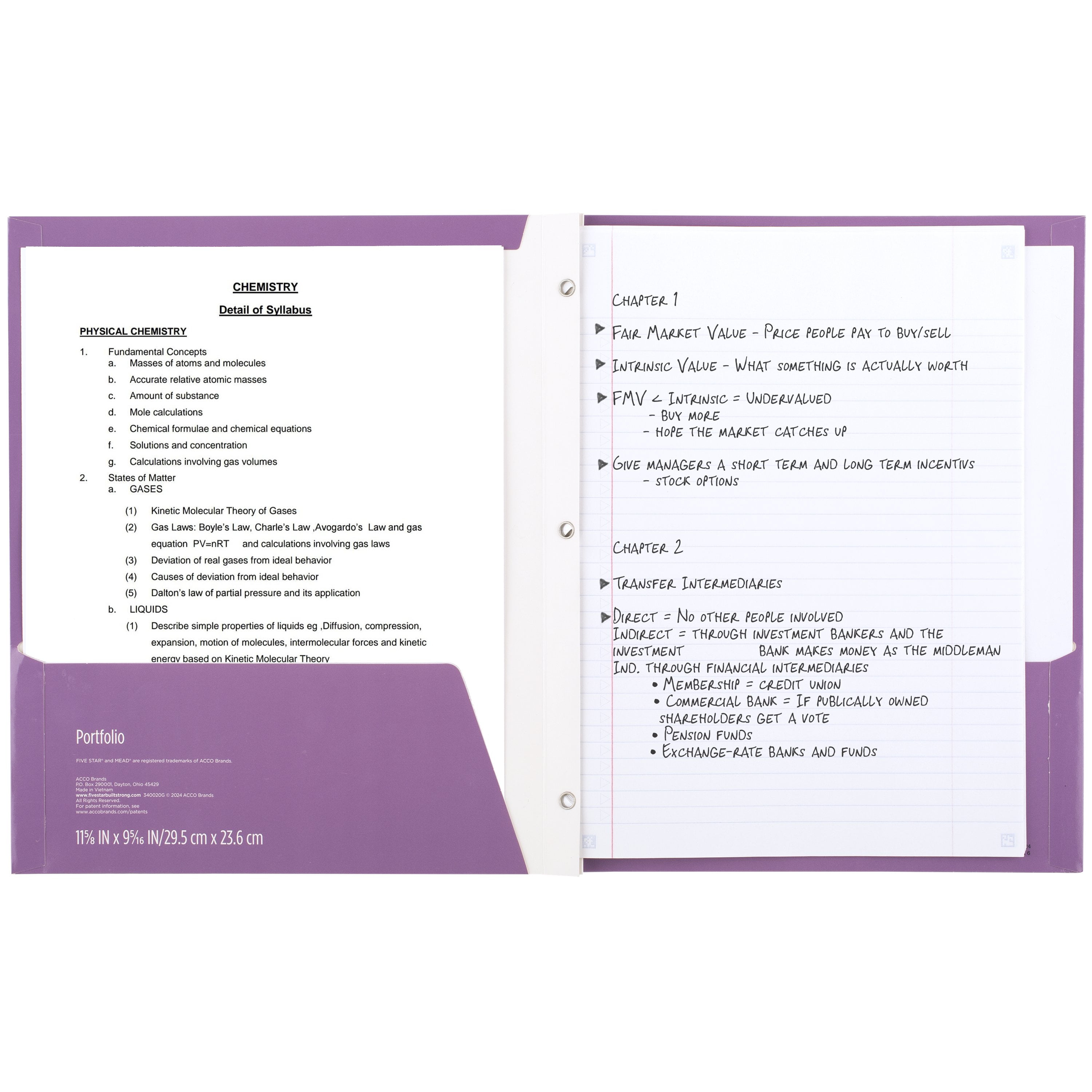 (3 pack) Five Star Pocket and Prong Paper Folder, Amethyst Purple