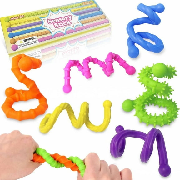 Ngardk 6 Pack Sensory Toys Sticks Stretchy for Autism Anxiety Relief Gifts