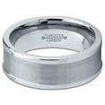 thumbnail image 3 of Charming Jewelers Tungsten Wedding Band Ring 8mm for Men Women Comfort Fit Step Beveled Edge Brushed Lifetime Guarantee Size 12, 3 of 5