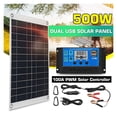 thumbnail image 2 of 500W Solar Panel Kit Solar Cells Bank Pack W/ Connector 100A Solar Controller for Phone Car RV Boat Charger ,Easy to Install, 2 of 6