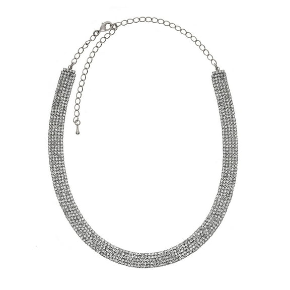 X & O Rhodium Plated 10mm Crystal Contour Necklace ***