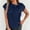Dark Blue, variant on Women's Satin Tie Bow Front Top Half Open Ruffle Neck Cap Sleeve Silk Y2K Blouse Business Casual Top