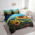 thumbnail image 4 of Homewish Vibrant Farmhouse Sunflower Bedding Comforter Set 7pcs, Retro Western Artwork King Bedding Sets, Countryside Reversible Bed Sheets, Breathable Home Decor, 4 of 8