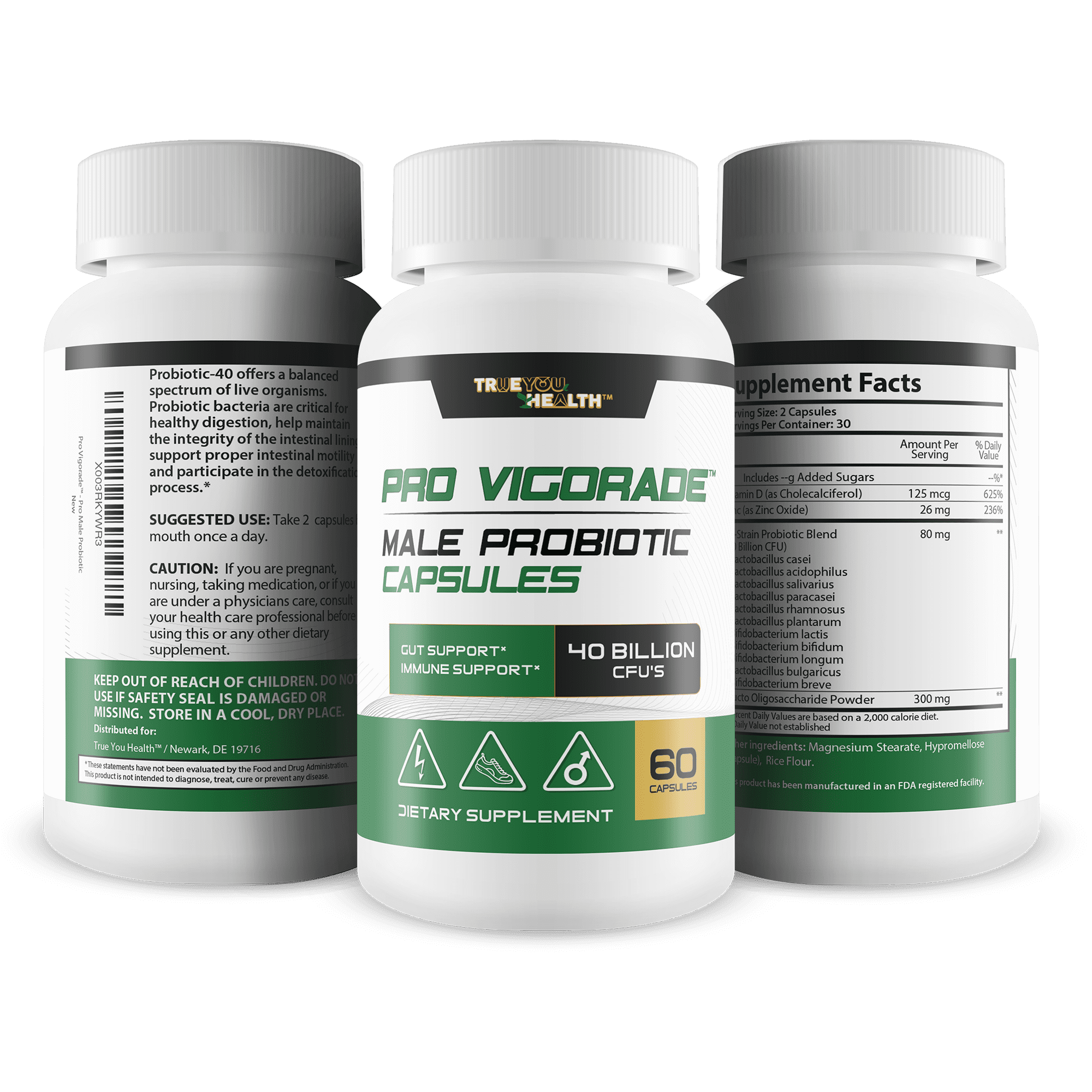 Probiotic Vigorade - Pro Vigorade Male Probiotic Capsules - Male Health Support Probiotic Formula - Gut Support - Natural Immune Support - 40 Billion CFU’S Of Premium Health Supporting Probiotics