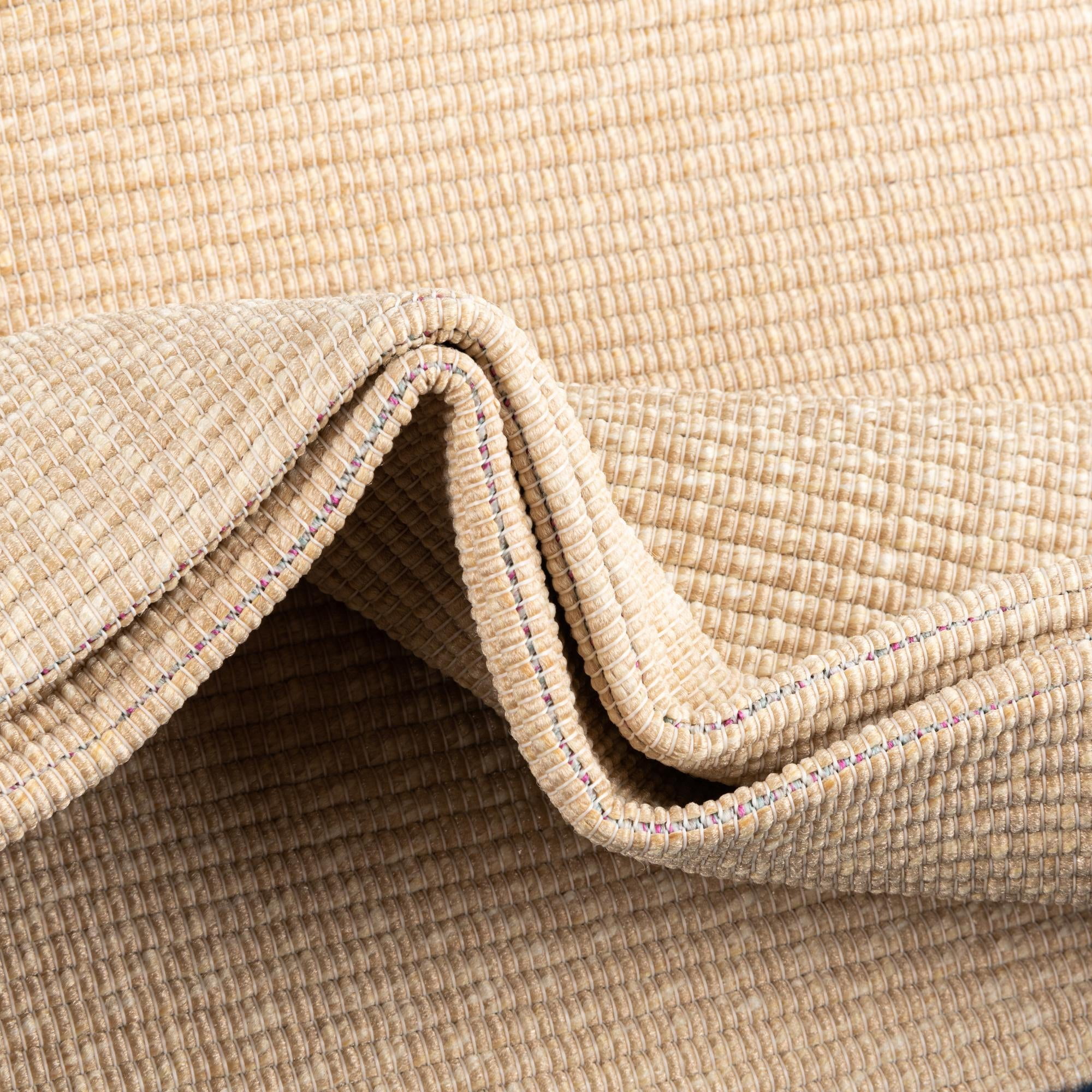 Unique Loom Aruba Outdoor Collection Area Rug - Tanki (5' 3" Round Beige/Navy Blue)
