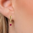thumbnail image 3 of Gem Stone King 14K Yellow Gold Red Ruby and Lab Grown Diamond Earrings for Women | 0.75 Cttw | Gemstone July Birthstone | Round 4MM, 3 of 6