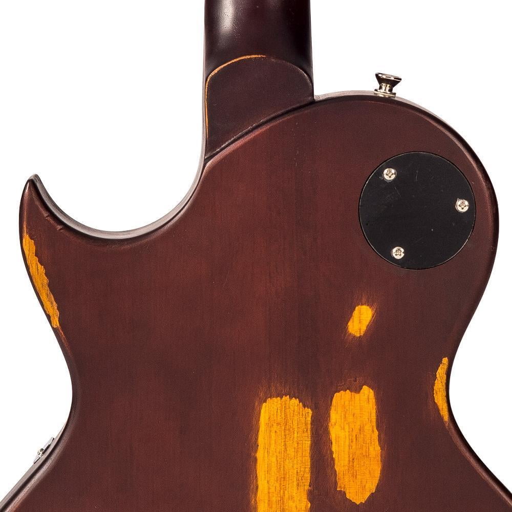 Vintage V100MRGT ICON Solid Body Electric Guitar, Distressed Gold Top