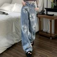 thumbnail image 2 of vigerkar Women's Barrel Jeans Casual High Waisted Stretchy Wide Leg Pants Baggy Denim Pants Blue, XL, 2 of 9