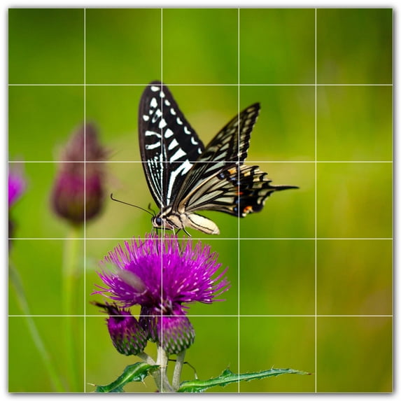 Picture-Tiles.com: Butterfly Ceramic Tile Wall Mural WAL500277-55L. 40"W x 40"H using (25) 8" x 8" Ceramic Tiles-Satin Finish