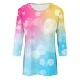 thumbnail image 5 of ShomPort Trendy Gradient T-Shirts for Women Summer Comfy Tops 3/4 Sleeve Round Neck Blouses, 5 of 5