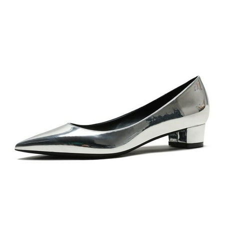 YCNYCHCHY Luxury Designer Woman 3CM Med High Heels Women Sexy Ladies Pumps Square Heel Big Size Patent Leather Pointed Toe Shoes